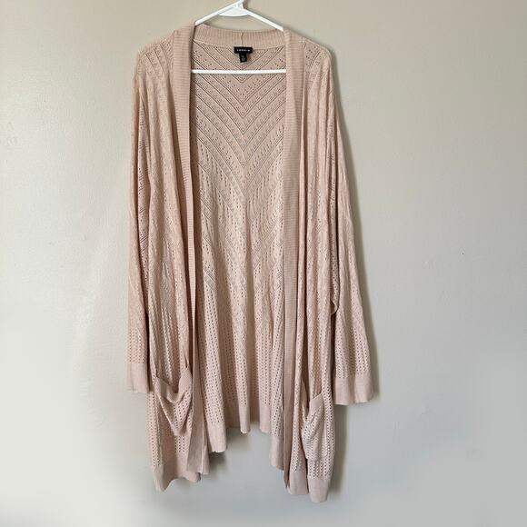 torrid Sweaters - Torrid Pointelle Cardigan Sweater 5X Open Front Lightweight Knit Summer Neutral